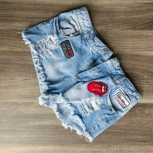 PATCHED HIGHRISE JEAN SHORTS